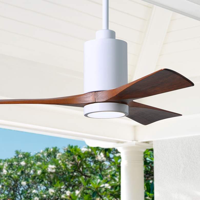 Image 1 42 inch Matthews Patricia-3 Gloss White Walnut LED Ceiling Fan with Remote