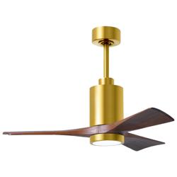 42&quot; Matthews Patricia-3 LED Brass and Walnut Three Blade Ceiling Fan