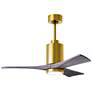 42" Matthews Patricia-3 LED Brass and Wood Finish 3-Blade Ceiling Fan