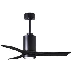 42&quot; Matthews Patricia-3 Matte Black LED Damp Ceiling Fan with Remote