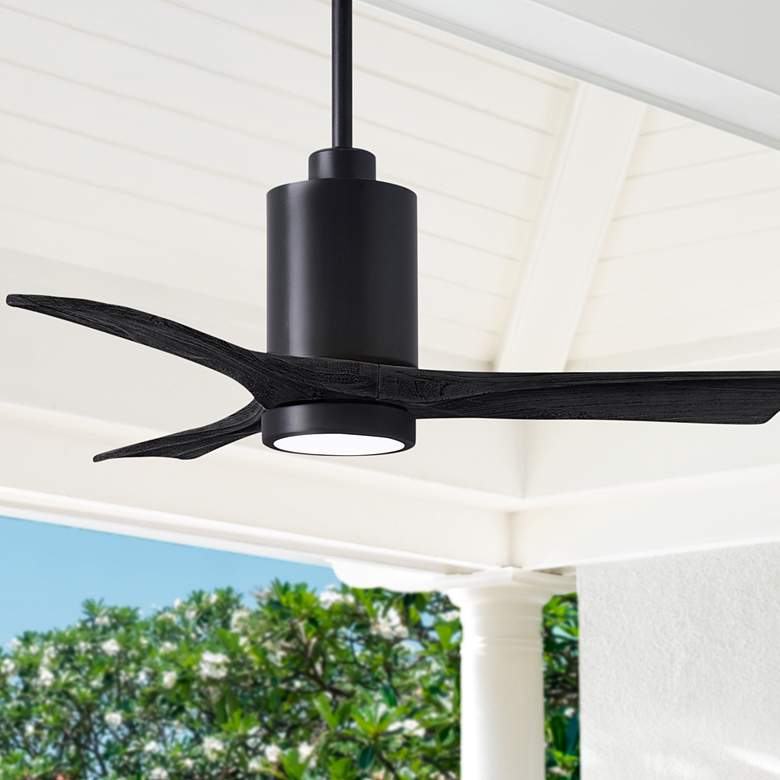 Image 1 42" Matthews Patricia-3 Matte Black LED Damp Ceiling Fan with Remote