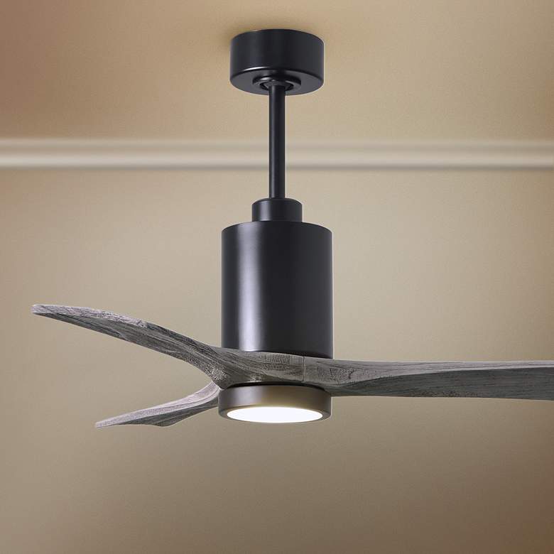 Image 1 42" Matthews Patricia-3 Matte Black LED Damp Ceiling Fan with Remote
