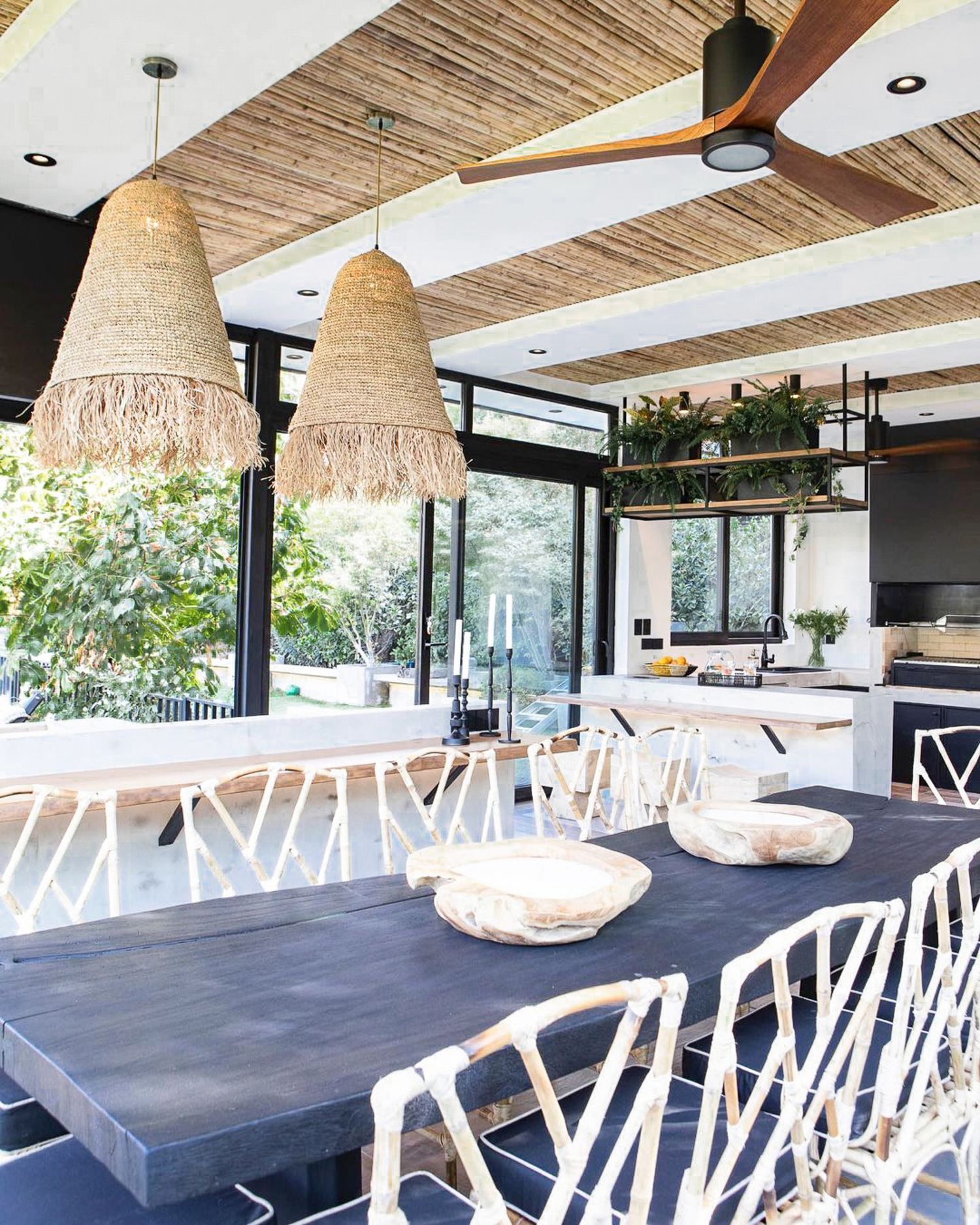 Image 6 42" Matthews Patricia-3 Matte Black Walnut Tone Remote LED Ceiling Fan more views