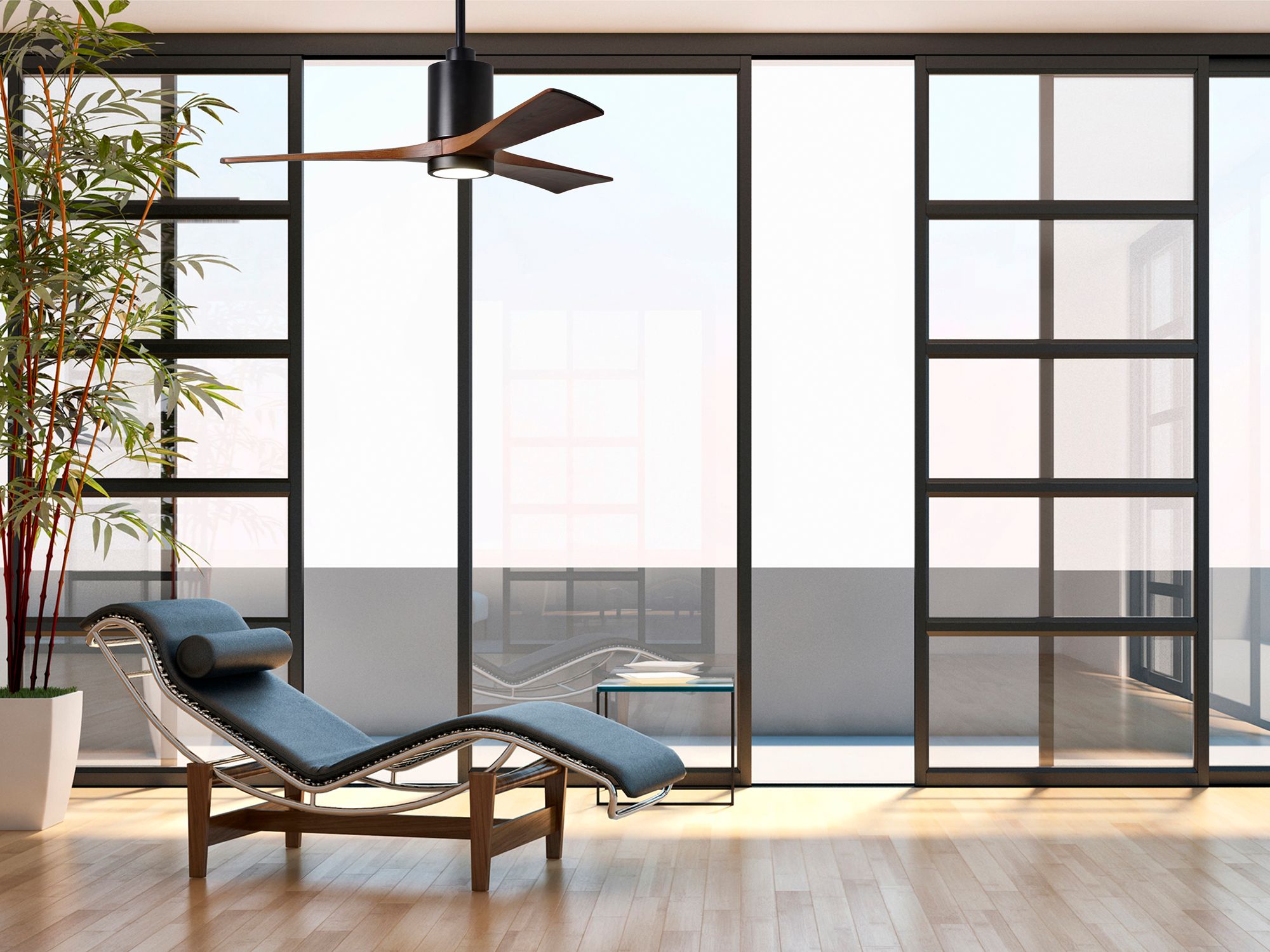 Image 7 42" Matthews Patricia-3 Matte Black Walnut Tone Remote LED Ceiling Fan more views