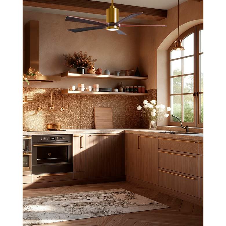 Image 4 42" Matthews Patricia-5 Brushed Brass Walnut LED Ceiling Fan more views