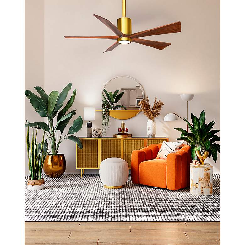 Image 5 42" Matthews Patricia-5 Brushed Brass Walnut LED Ceiling Fan more views