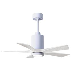 42&quot; Matthews Patricia-5 Damp Rated Gloss and Matte White Ceiling Fan
