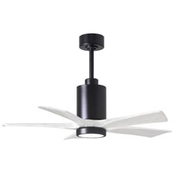 42&quot; Matthews Patricia-5 Damp Rated Matte Black and White Ceiling Fan