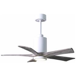 42&quot; Matthews Patricia-5 Gloss White Barn Wood Damp Rated Ceiling Fan