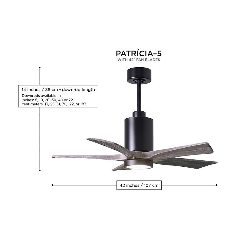 Image 3 42" Matthews Patricia-5 LED Brass and Barnwood Five Blade Ceiling Fan more views