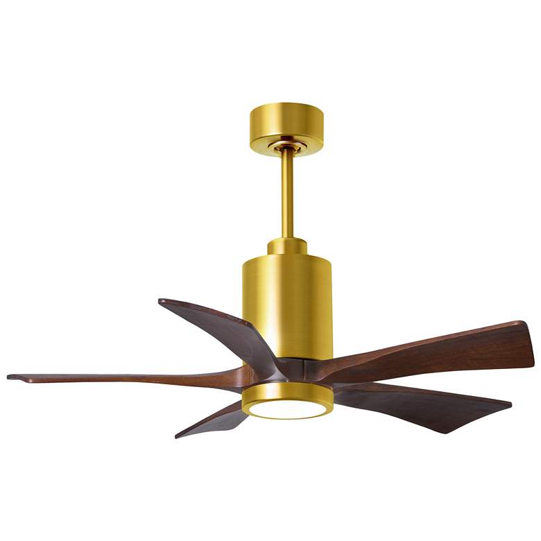 Image 1 42" Matthews Patricia-5 LED Brass and Walnut Five Blade Ceiling Fan