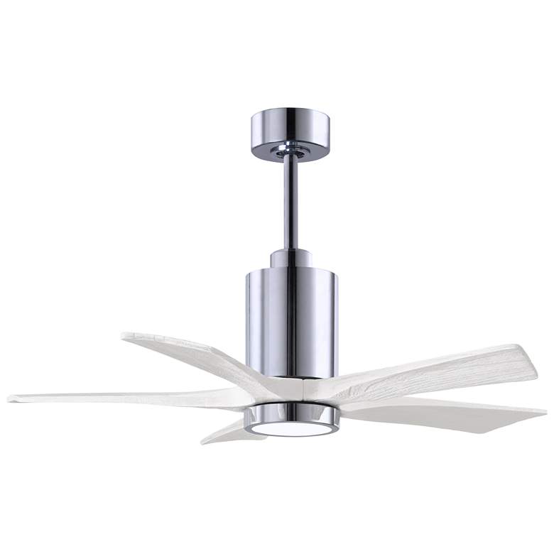 Image 1 42" Matthews Patricia-5 LED Damp 5-Blade White and Chrome Ceiling Fan