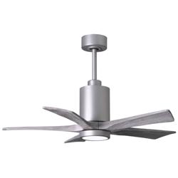 42&quot; Matthews Patricia-5 LED Damp Barn Wood and Nickel Ceiling Fan