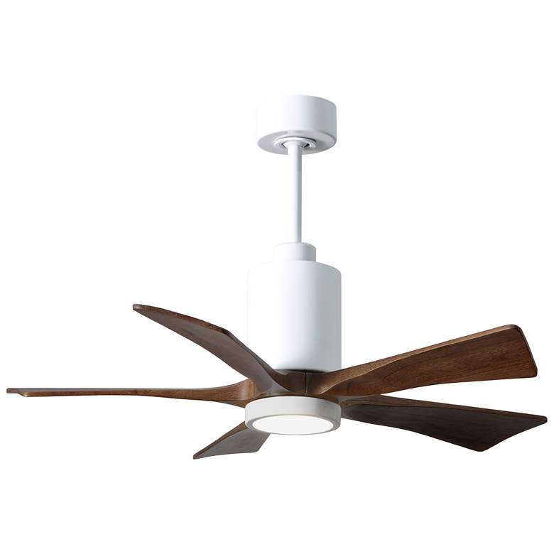Image 1 42 inch Matthews Patricia-5 LED Damp Rated Gloss White Walnut Ceiling Fan
