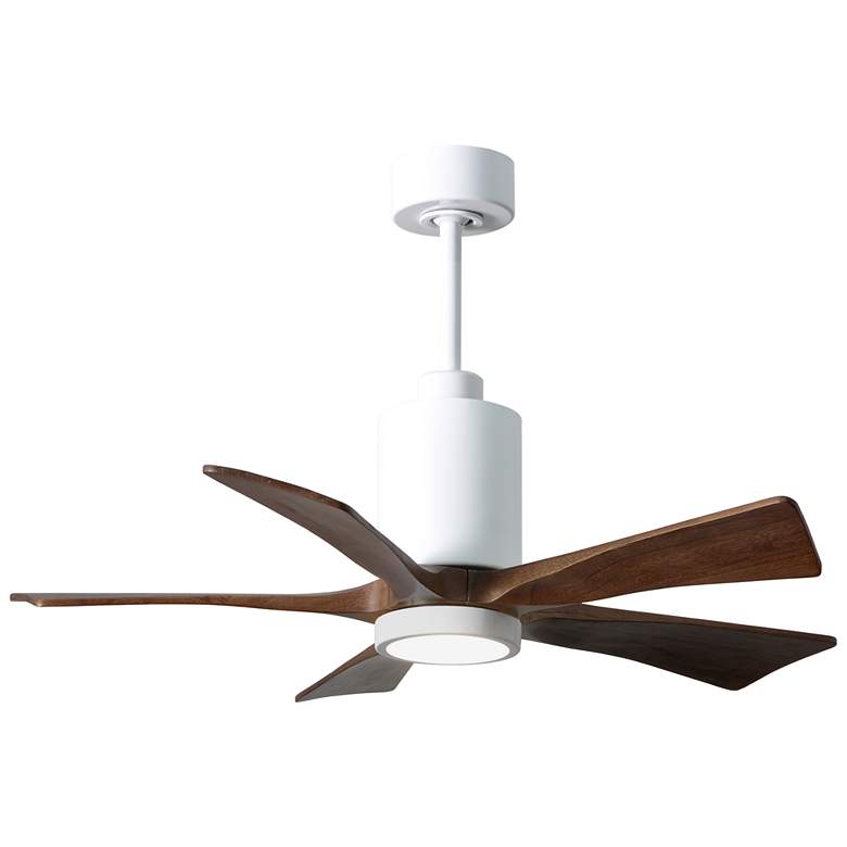Image 1 42" Matthews Patricia-5 LED Damp Rated Gloss White Walnut Ceiling Fan
