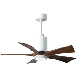 42&quot; Matthews Patricia-5 LED Damp Rated Gloss White Walnut Ceiling Fan