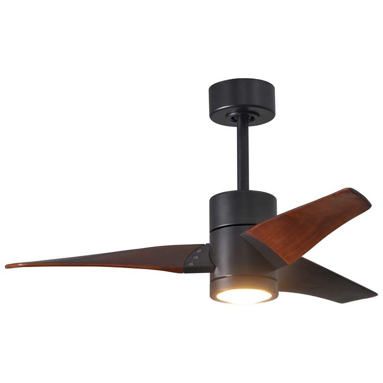 Image 1 42 inch Matthews Super Janet LED Black and Walnut 3-Blade Ceiling Fan