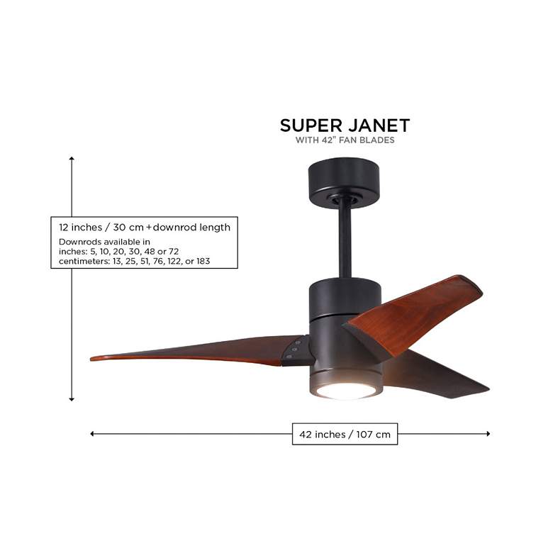 Image 2 42" Matthews Super Janet LED Bronze Walnut 3-Blade Ceiling Fan more views