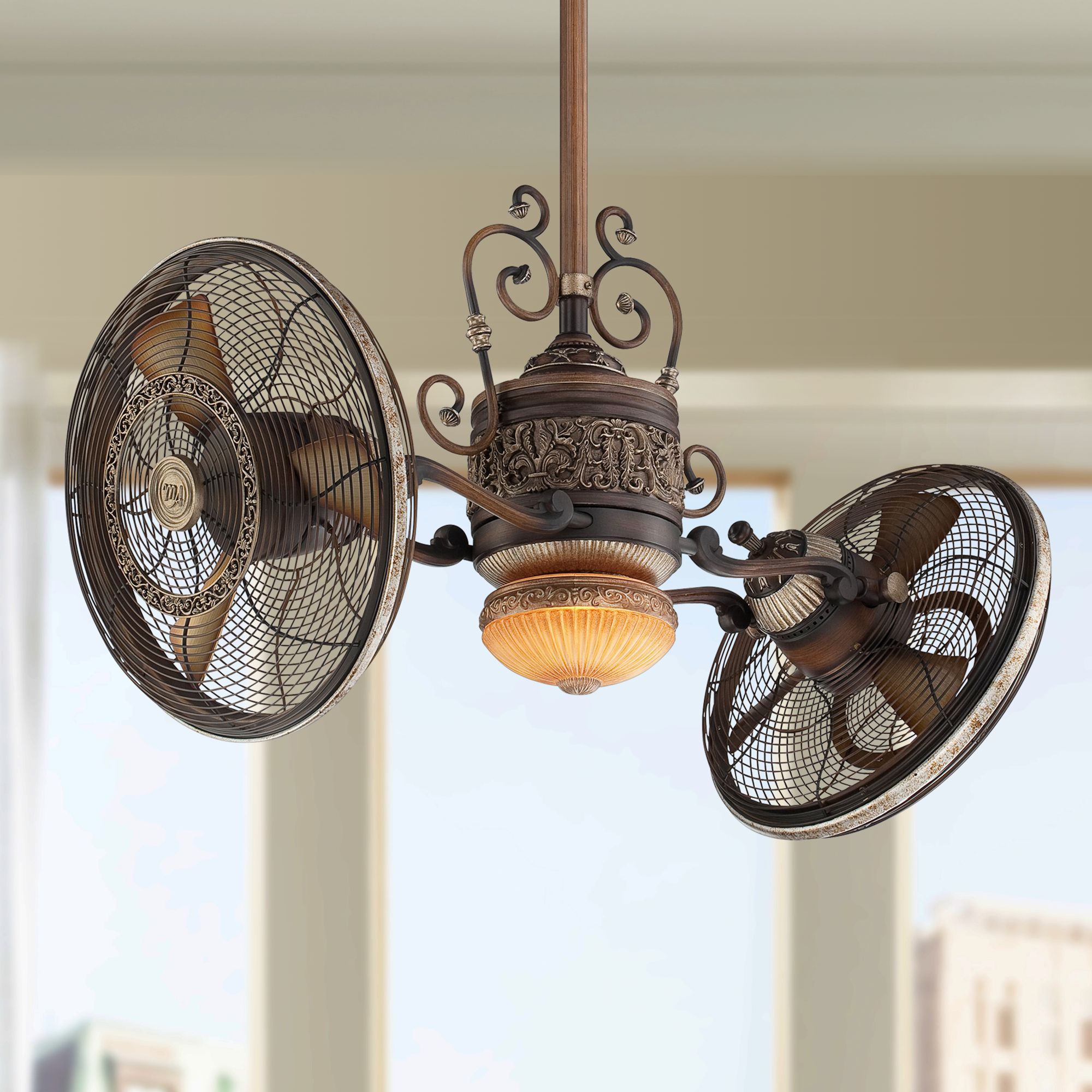 dual head ceiling fans with lights