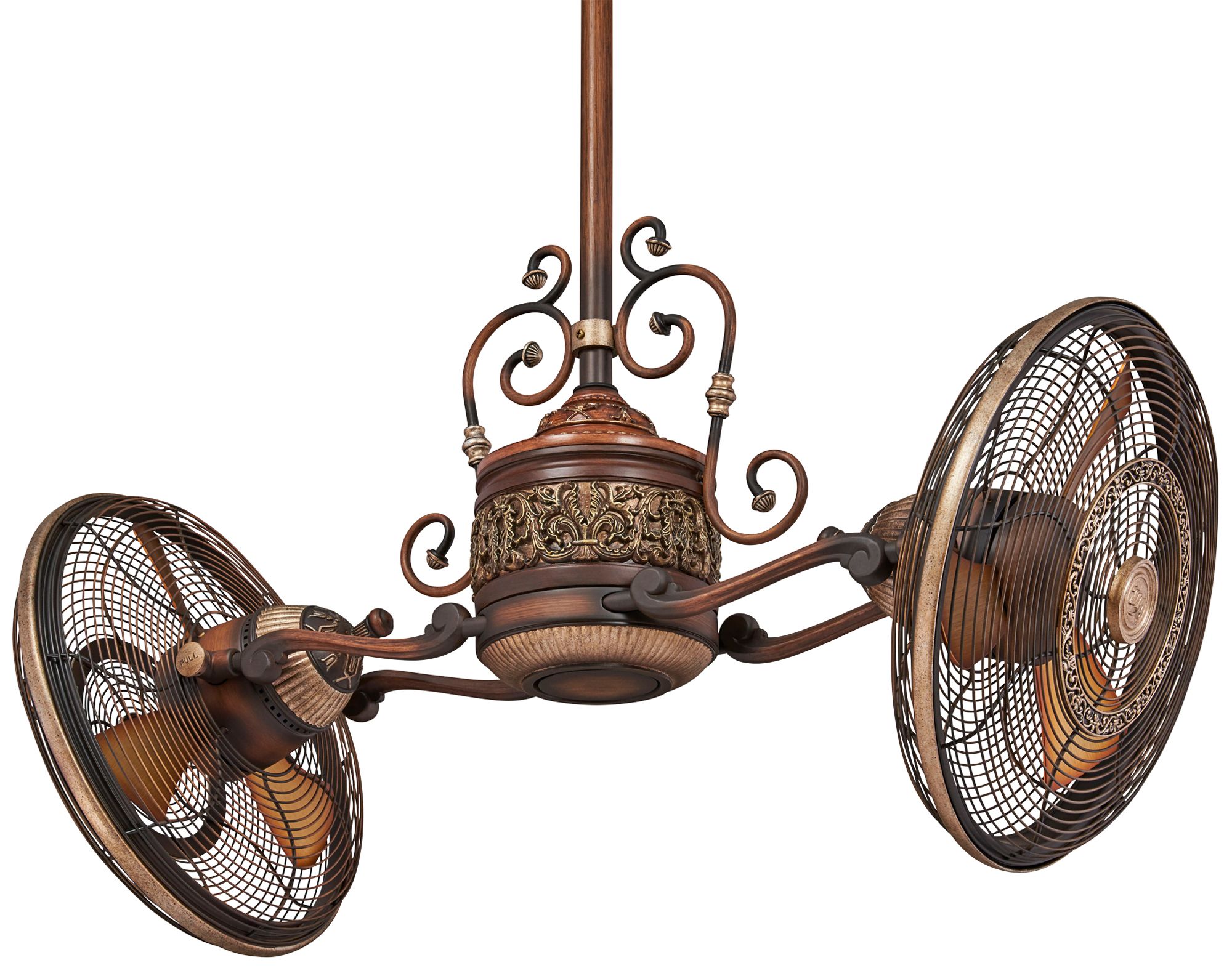 Image 6 42" Minka Aire Gyro Belcaro Walnut Twin Cage Ceiling Fan with Remote more views