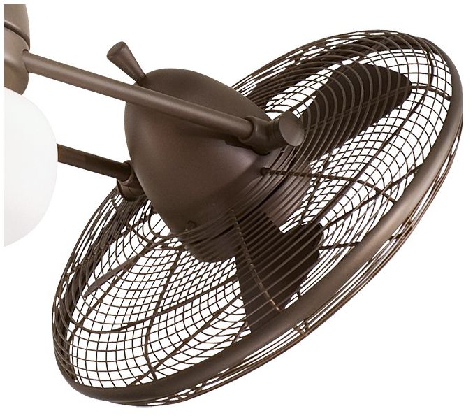 Image 4 42" Minka Aire Gyro Bronze Twin Cage Wet Rated Fan with Wall Control more views