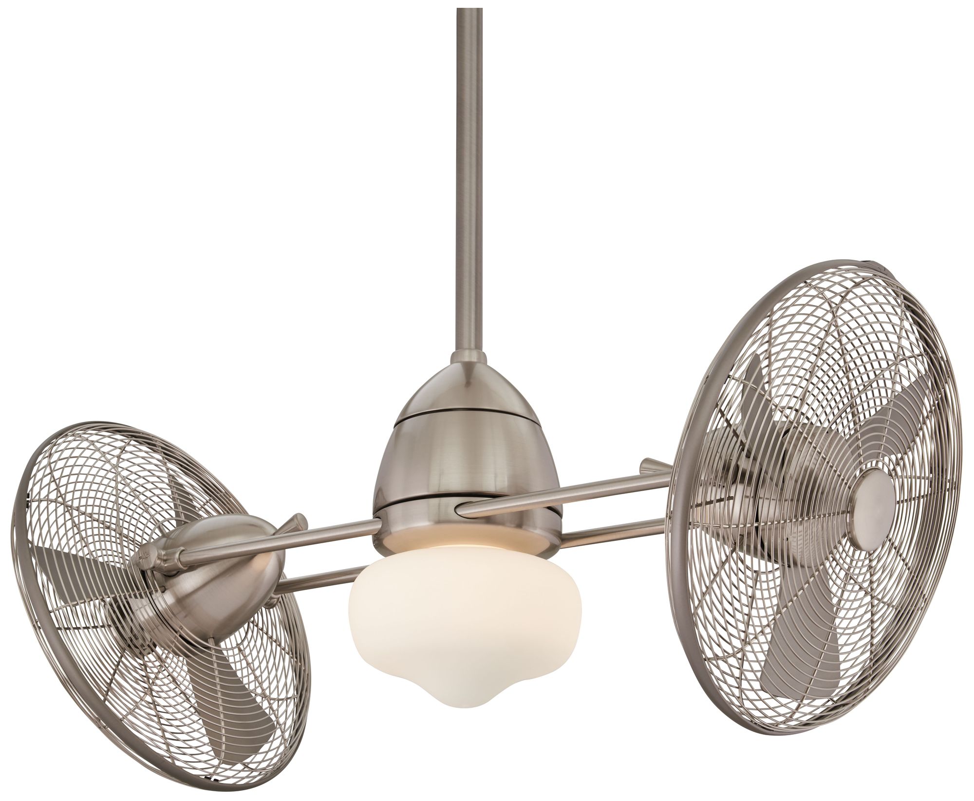 42" Minka Aire Gyro Nickel Twin Cage Wet Rated Fan with Wall Control