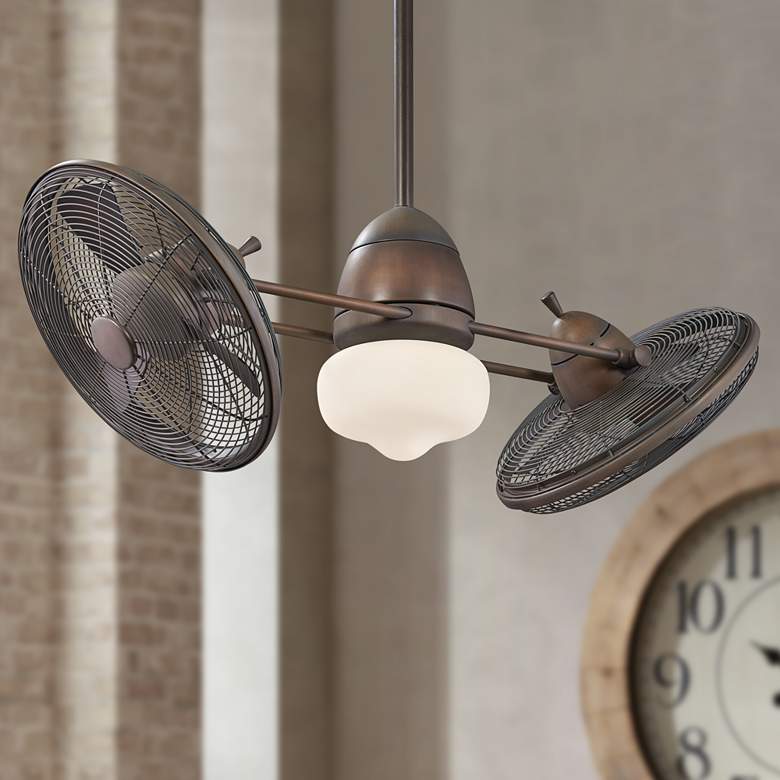 Image 1 42 inch Minka Aire Gyro Restoration Bronze LED Ceiling Fan with Remote