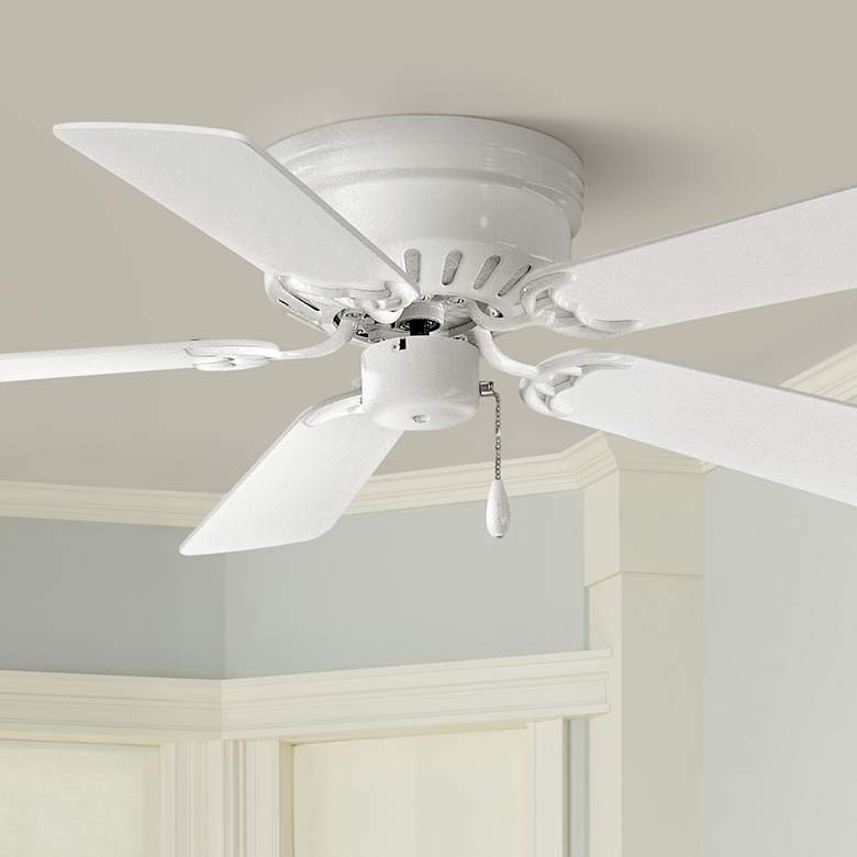 Image 1 42 inch Minka Aire Mesa White Hugger Ceiling Fan with Pull Chain