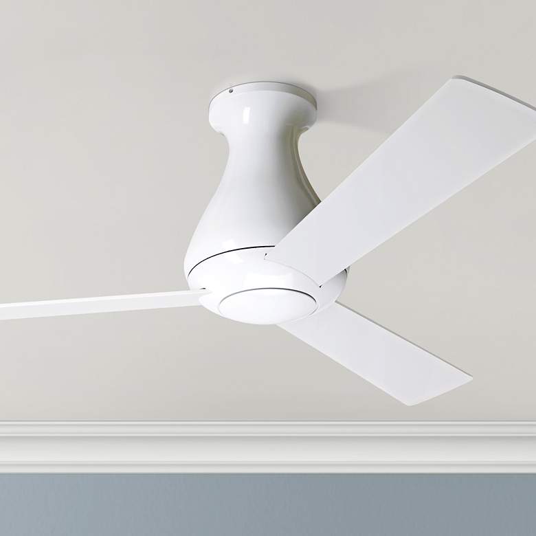 Image 1 42 inch Modern Fan Altus Gloss White Flush Mount Fan with Wall Control