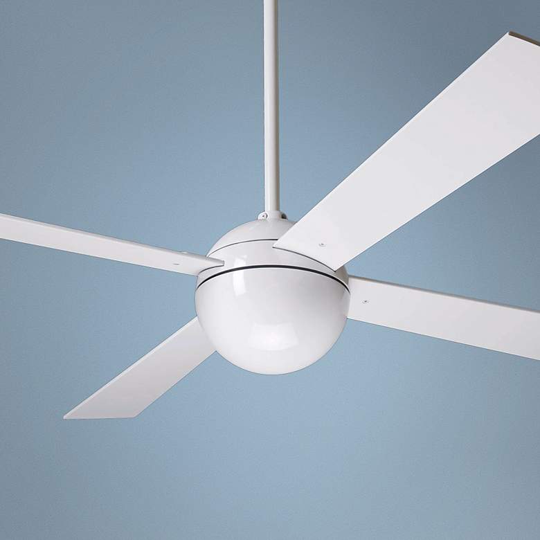 Image 1 42 inch Modern Fan Ball Gloss White Ceiling Fan with Remote