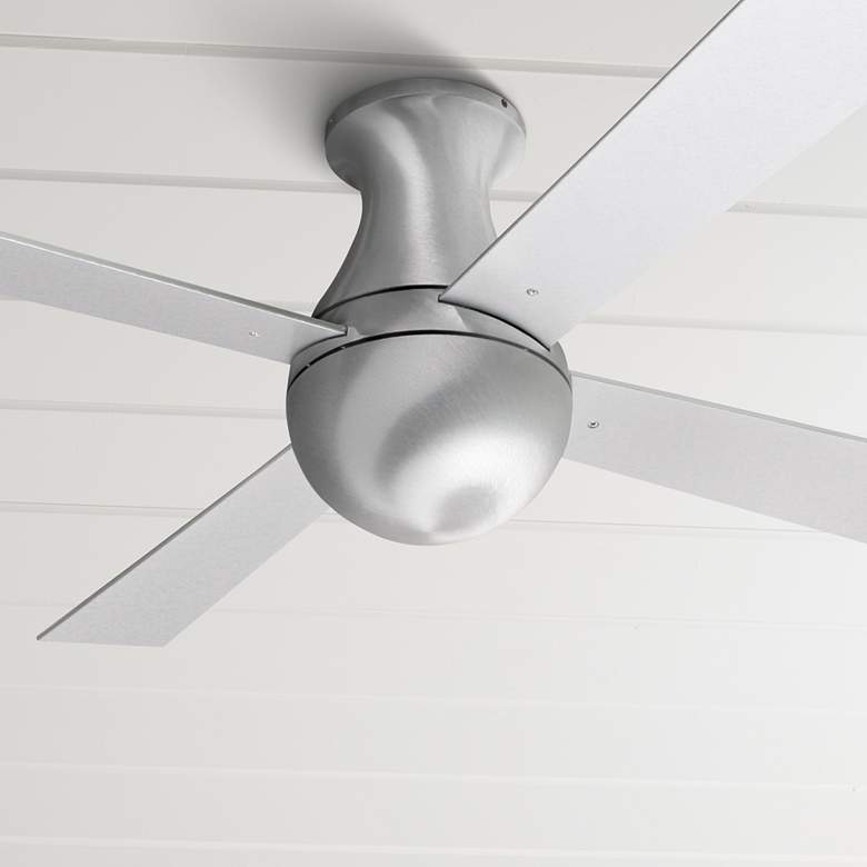 Image 1 42" Modern Fan Ball Hugger Brushed Aluminum Ceiling Fan with Remote