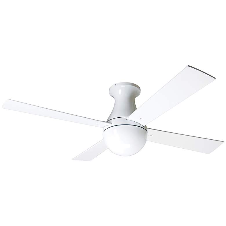 Image 2 42" Modern Fan Ball Hugger Gloss White Ceiling Fan with Remote