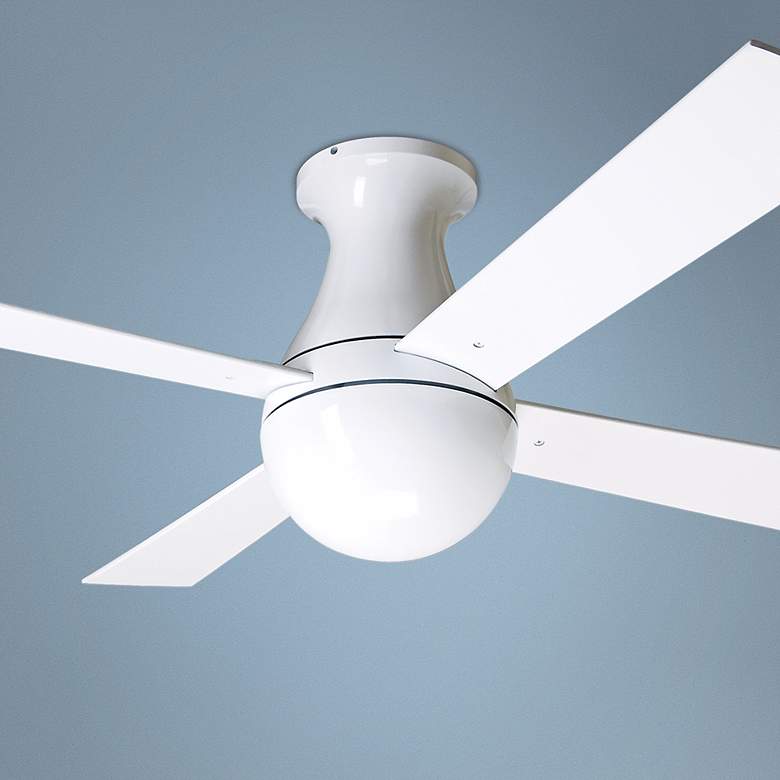 Image 1 42 inch Modern Fan Ball Hugger Gloss White Ceiling Fan with Remote