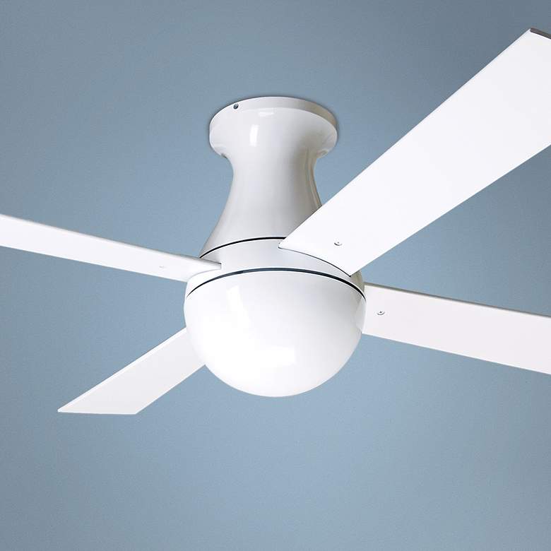 Image 1 42" Modern Fan Ball Hugger Gloss White Ceiling Fan with Remote