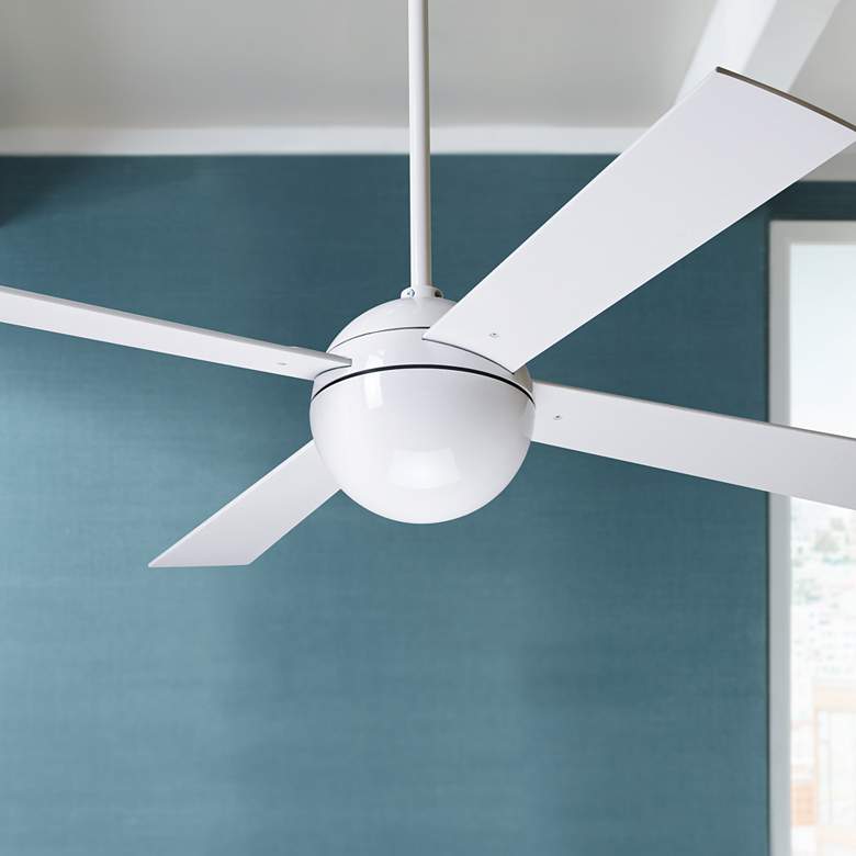 Image 1 42" Modern Fan Gloss White Ball Ceiling Fan with Wall Control