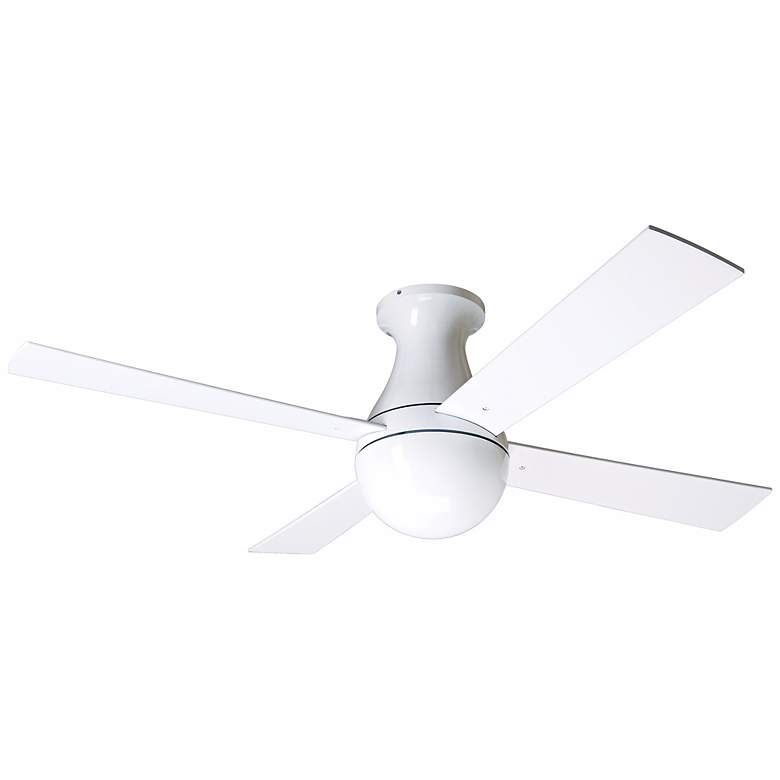 Image 2 42 inch Modern Fan Gloss White Ball Hugger Ceiling Fan with Wall Control