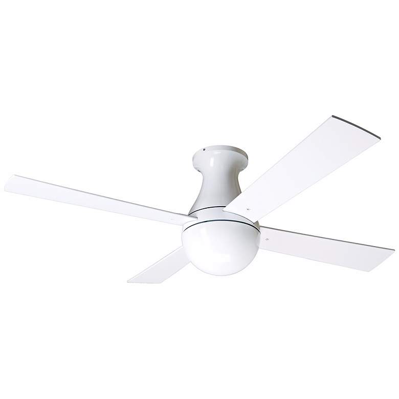 Image 2 42" Modern Fan Gloss White Ball Hugger Ceiling Fan with Wall Control