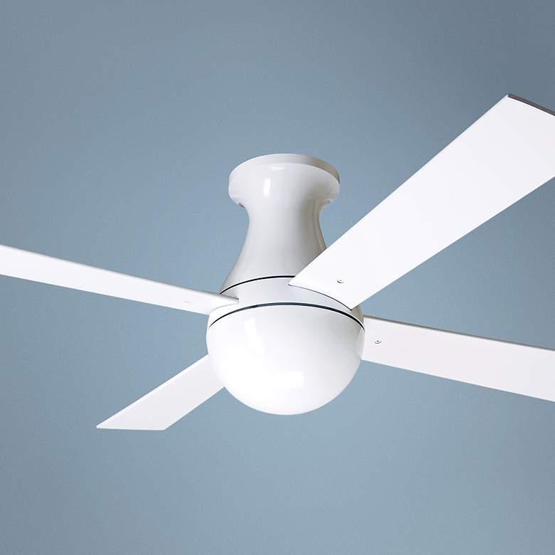 Image 1 42" Modern Fan Gloss White Ball Hugger Ceiling Fan with Wall Control
