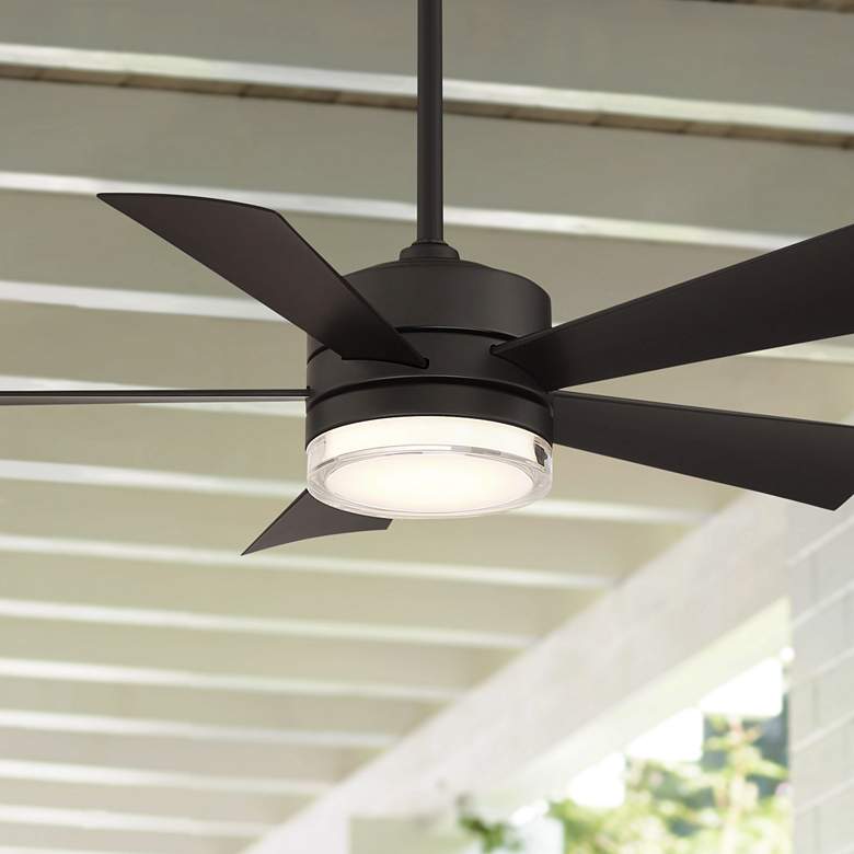 Image 1 42" Modern Forms Wynd Matte Black LED Wet Smart Ceiling Fan