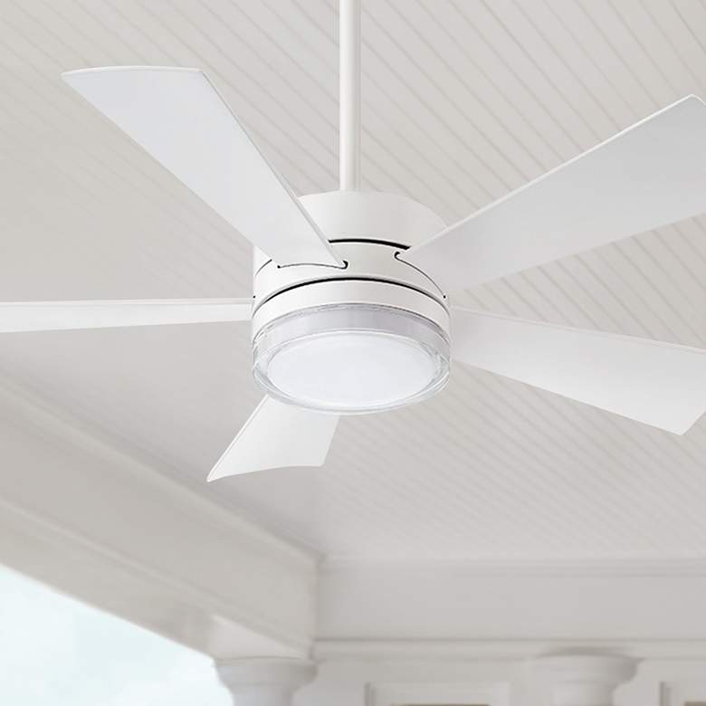 Image 1 42" Modern Forms Wynd Matte White LED Wet Smart Ceiling Fan
