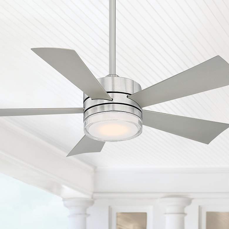 Image 1 42" Modern Forms Wynd Stainless Steel LED Wet Smart Ceiling Fan