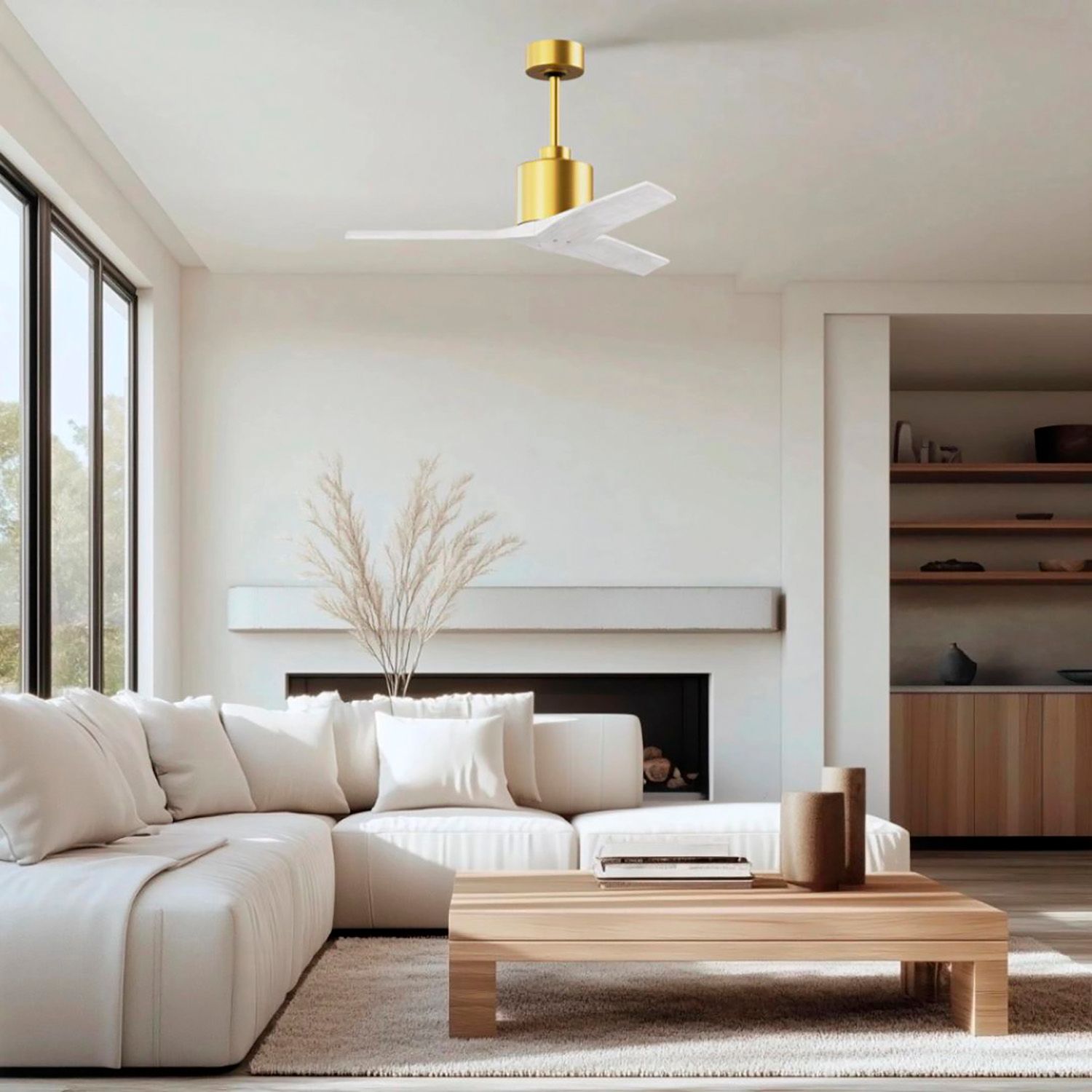 Image 3 42" Mollywood Brushed Brass and White 3-Blade Ceiling Fan more views