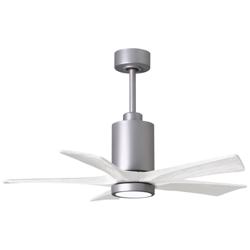 42" Patricia-5 Brushed Nickel and White LED Ceiling Fan
