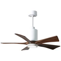 42" Patricia-5 Gloss White LED Ceiling Fan w/ Walnut Blades