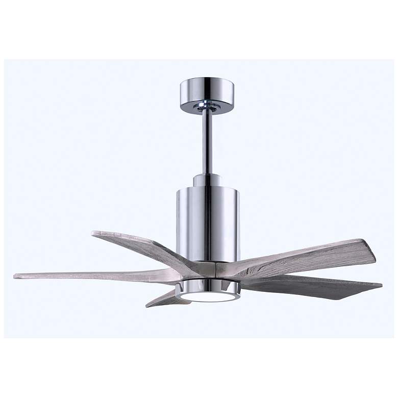Image 1 42" Patricia-5 Polished Chrome and Barn Wood LED Ceiling Fan