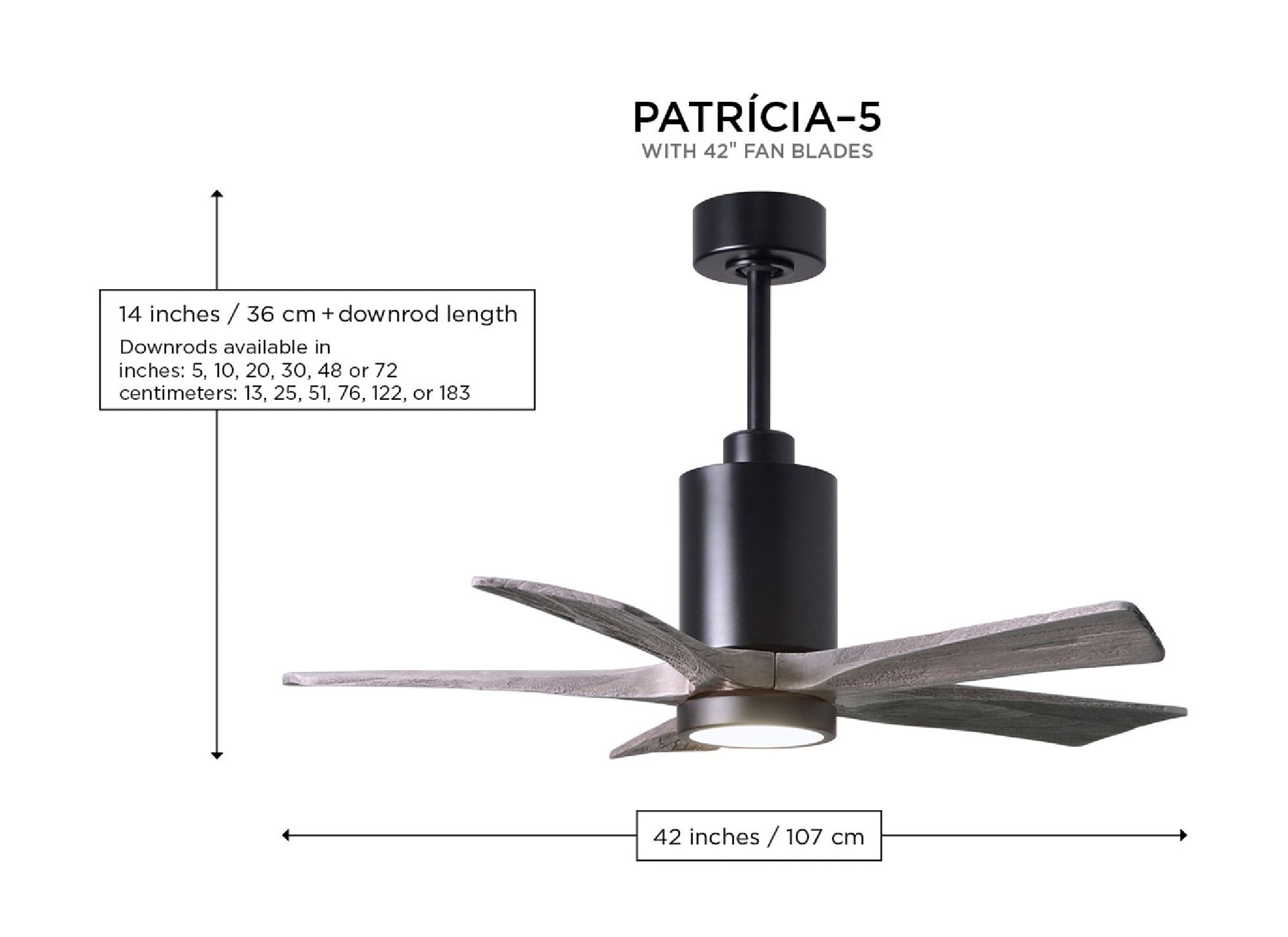 Image 3 42" Patricia-5 Polished Chrome and Barn Wood LED Ceiling Fan more views