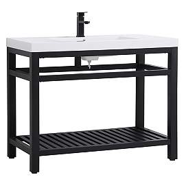 Image5 of 42 Inch Single Bathroom Metal Vanity In Black more views