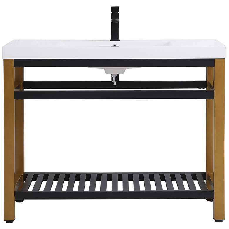 Image 1 42 Inch Single Bathroom Metal Vanity In Golden Black