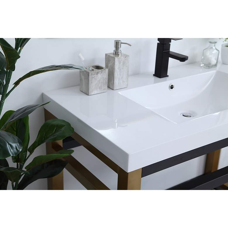 Image 2 42 Inch Single Bathroom Metal Vanity In Golden Black more views