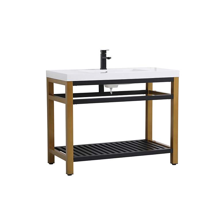 Image 3 42 Inch Single Bathroom Metal Vanity In Golden Black more views